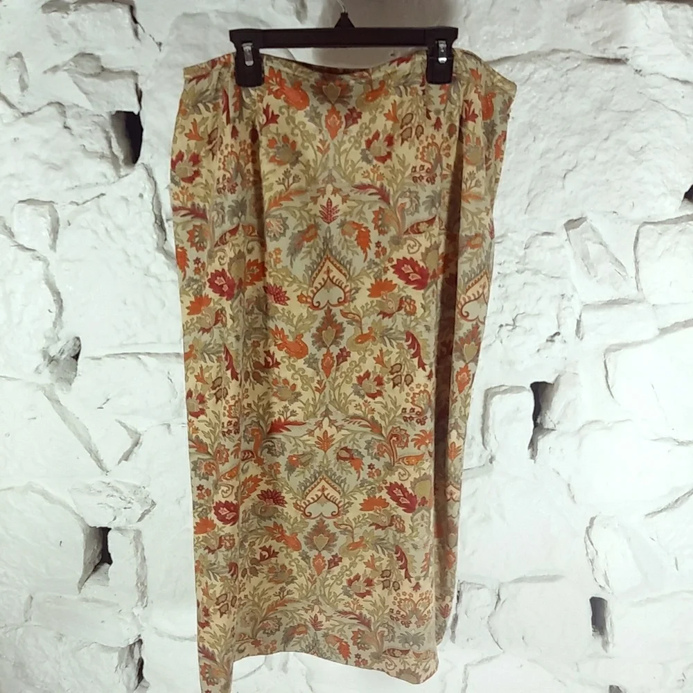 Talbots Petites Sz 14 Wool Wrap Skirt LUXURY Floral - Picture 5 of 9